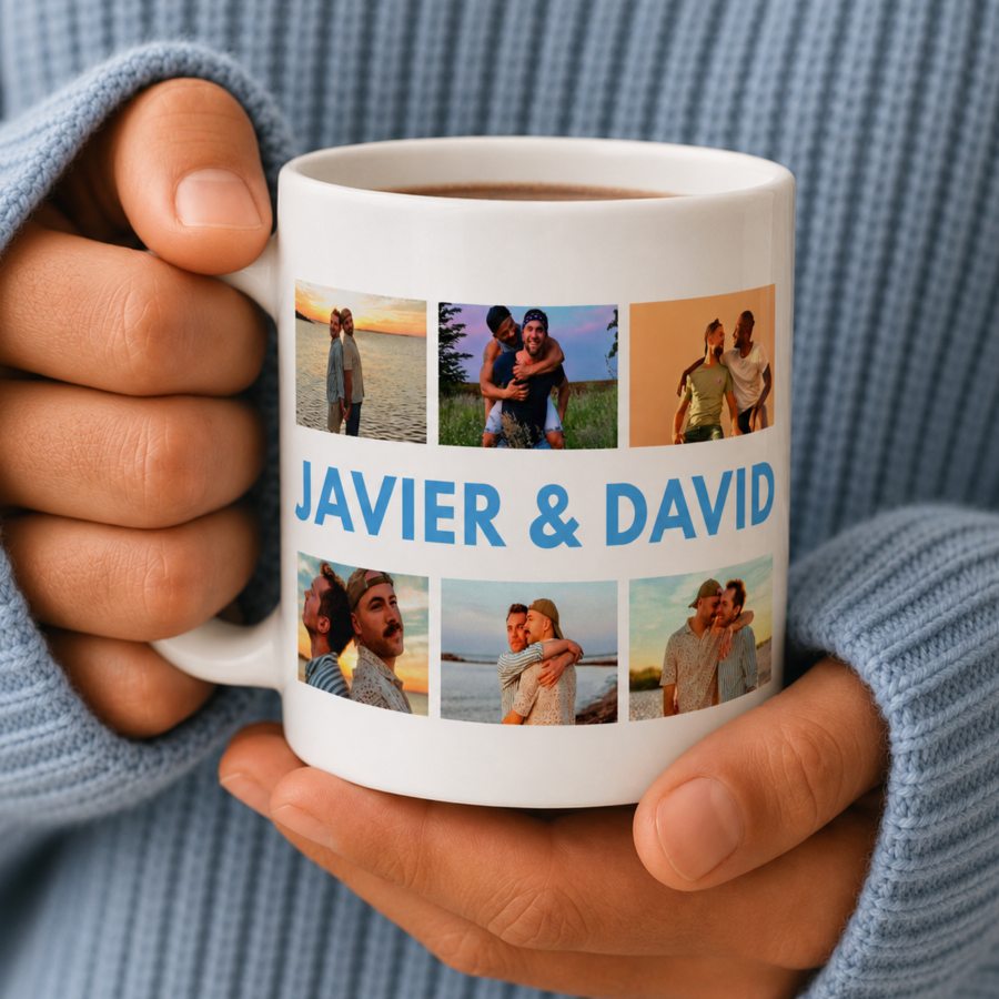 Reúne tus mejores recuerdos en una taza única llena de color, amor y orgullo. Personalízala con 6 fotos especiales y crea un regalo original que celebra vuestra historia de una forma emotiva y llena de significado.