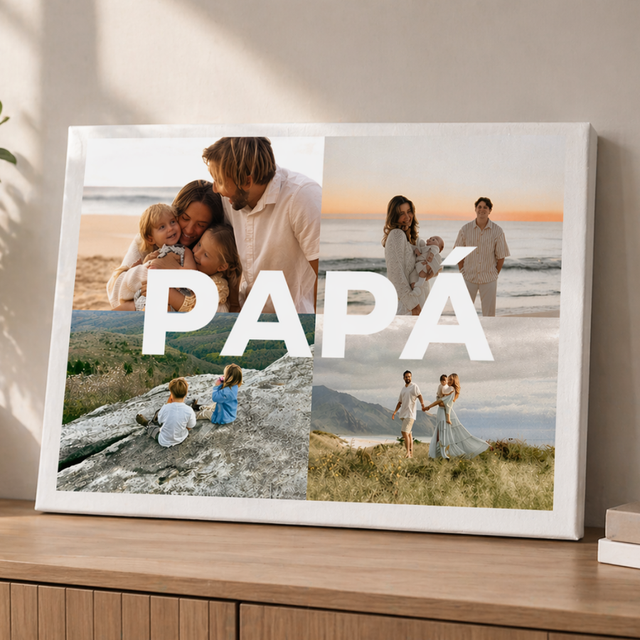 lienzo personalizado par papá 4 fotos, regalo ideal para padres, regalo día del padre, regalo original cumpleaños.