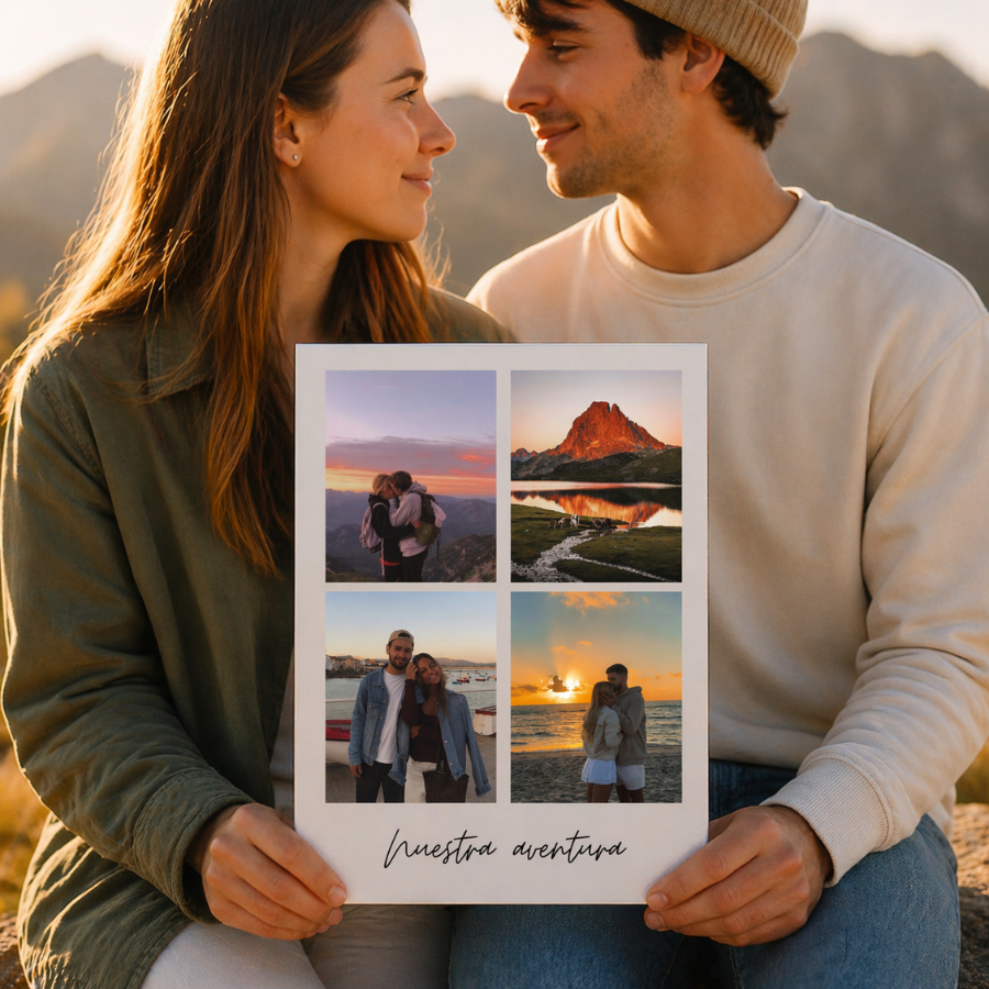 lienzo 4 fotos personalizado vacaciones, regalo ideal para recuerdos, regalo original, regalo personalizado.