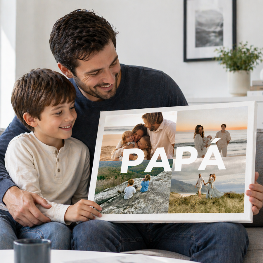 lienzo personalizado par papá 4 fotos, regalo ideal para padres, regalo día del padre, regalo original cumpleaños.