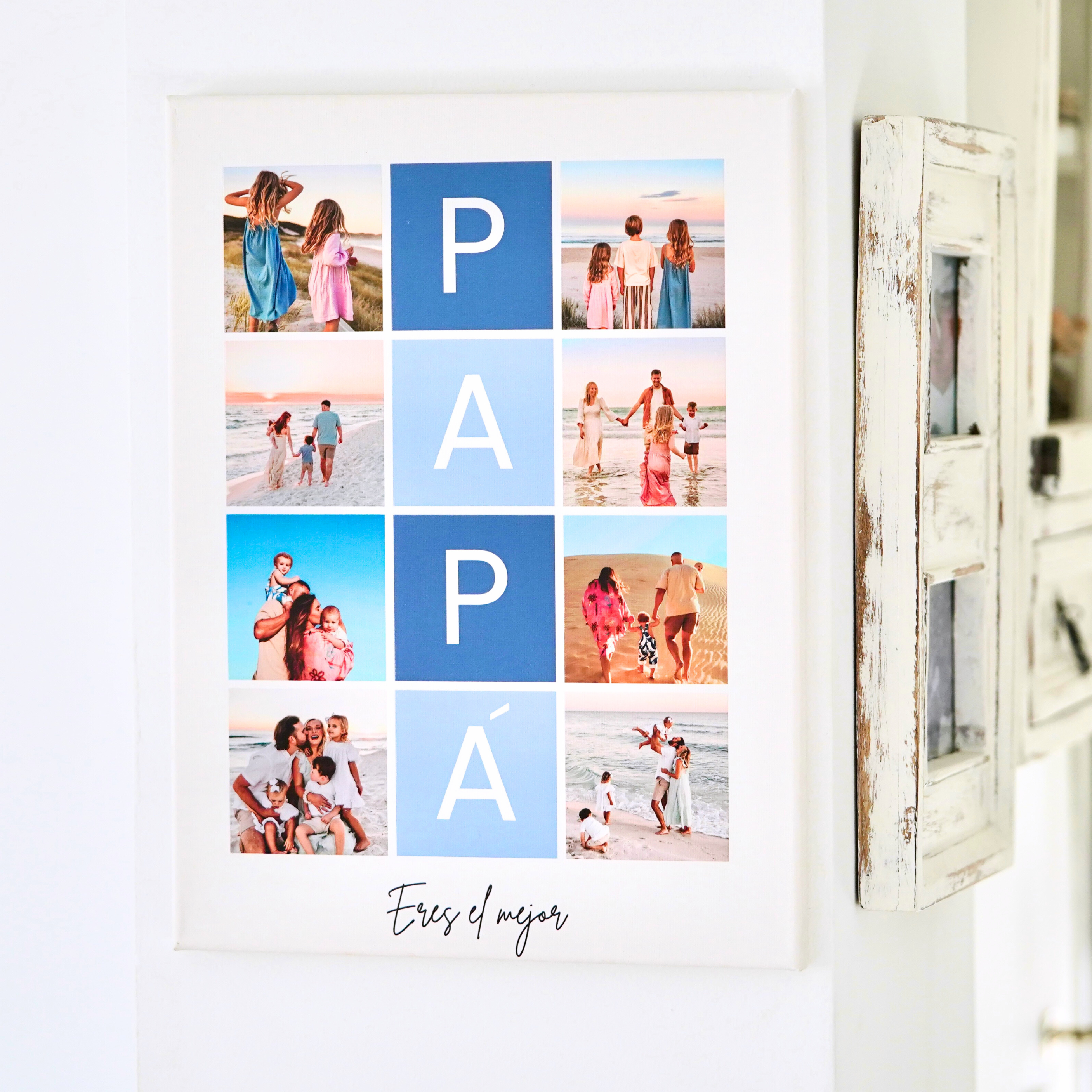 lienzo con ocho fotos personalizado, ideal regalo para papá, especial día del padre o cumpleaños