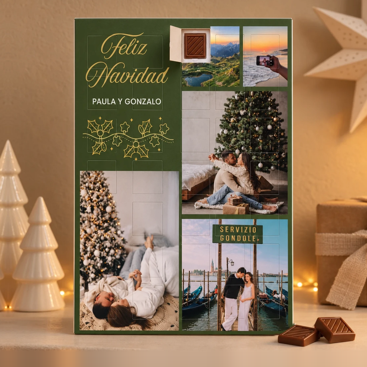 Calendario de Adviento Personalizado con 5 Fotos