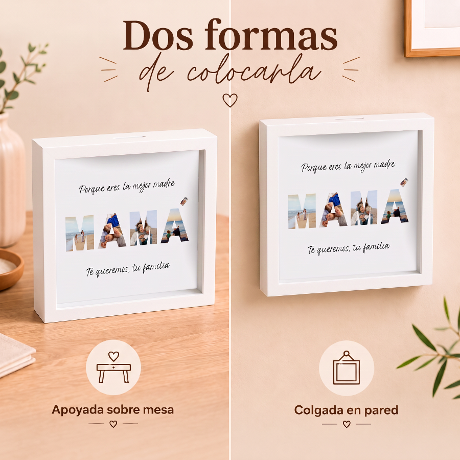 Hucha personalizada para el Día de la Madre con fotos y mensaje Porque eres la mejor madre