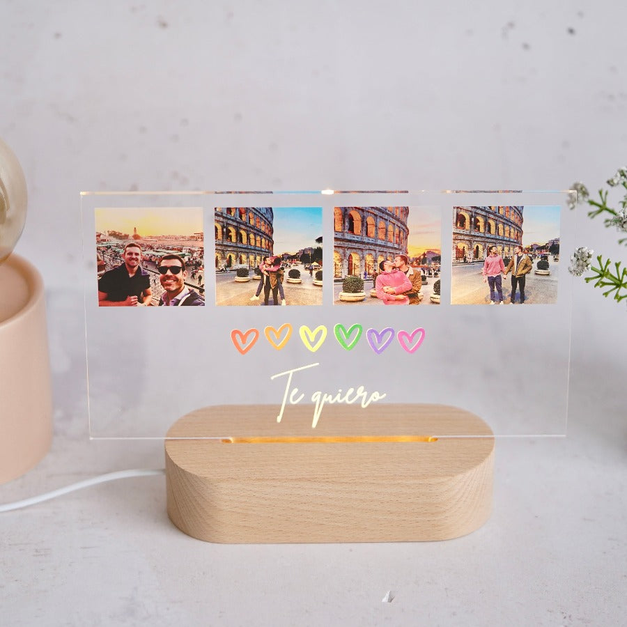 Regalo personalizado para pareja con lámpara LED y fotos especiales lgtbi