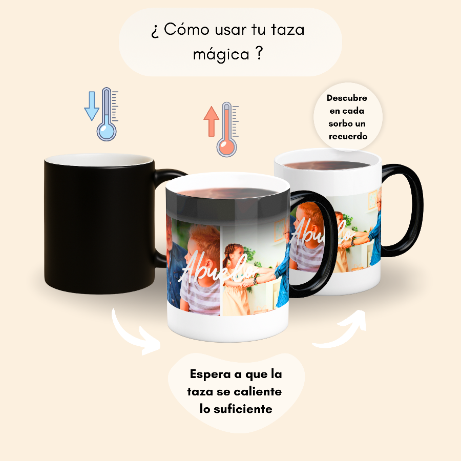 Taza mágica ✨ abuelo con dos fotos, ¿Buscas un regalo original para tu abuelo ? 🎁 Descubre nuestras tazas personalizadas para tu persona favorita: especiales, emotivas y listas en 48h. ¡Le encantará!