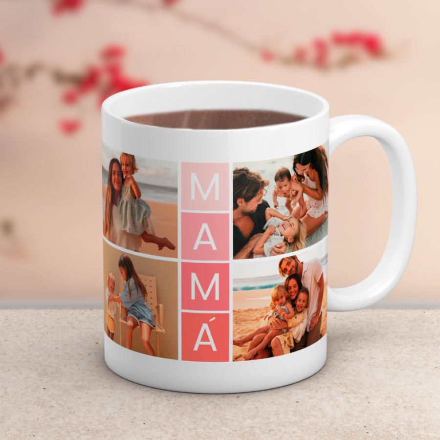 Taza para MAMÁ ❤️ con 4 fotos, ¿Buscas un regalo original para tu madre? 🎁 Descubre nuestras tazas personalizadas para tu persona favorita: especiales, emotivas y listas en 48h. ¡Le encantará!