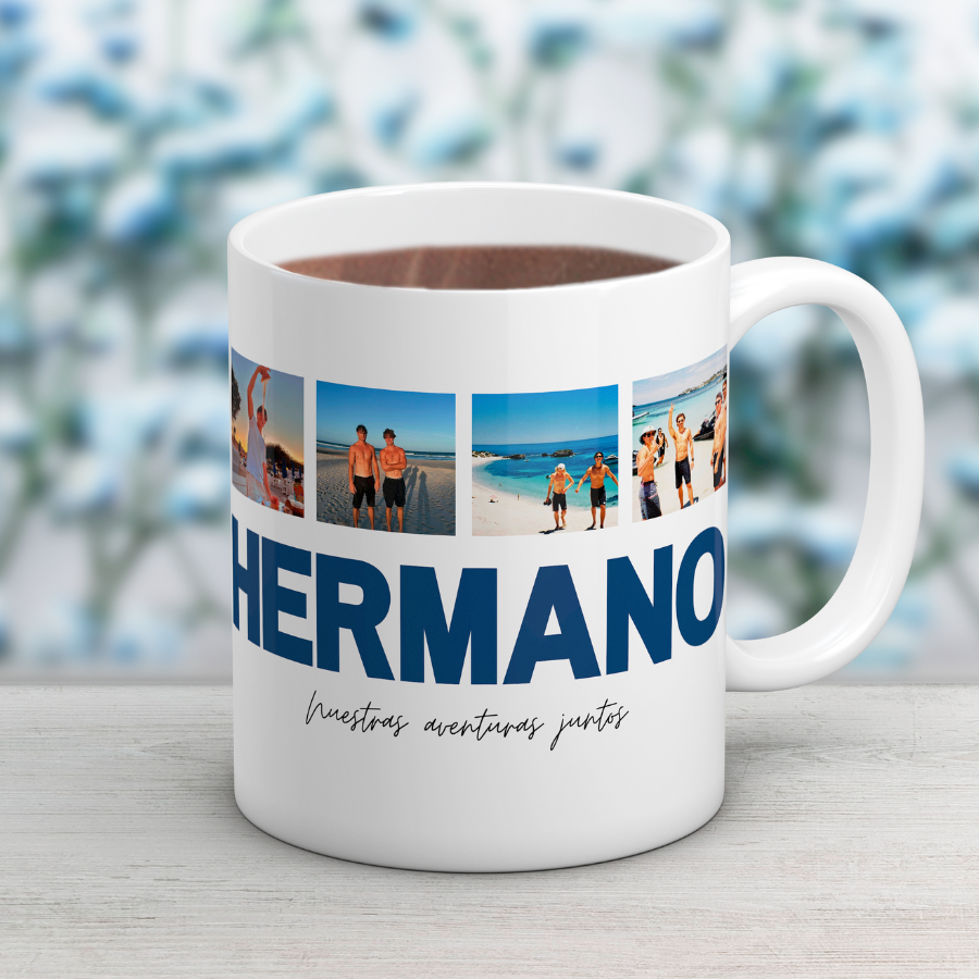 Taza hermano abajo y 4 Fotos arriba, ¿Buscas un regalo original para tu hermano? 🎁 Descubre nuestras tazas personalizadas para tu persona favorita: especiales, emotivas y listas en 48h. ¡ Sorprenderás !