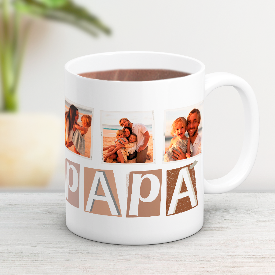 Taza "PAPÁ" collage 3 fotos ❤️ , ¿Buscas un regalo original para tu padre? 🎁 Descubre nuestras tazas personalizadas para tu persona favorita: especiales, emotivas y listas en 48h. ¡Le encantará!