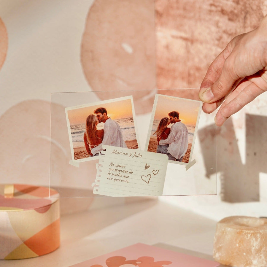 Transparent Gift | Regalo original personalizado | Cristal Plaque | Ideas de regalo | Placa de cristal con fotos y notas | Regalo aniversario | Marco con foto personalizado | Que regalar a mi novio | Regalos para mi novia