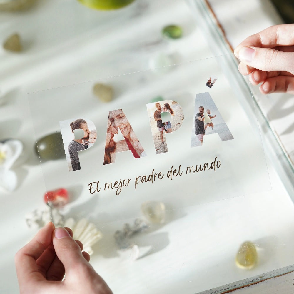 Placa personalizada con fotos y dedicatoria para Papá | Cristal Plaque | | idea de regalo | regalo especial y original | día del padre