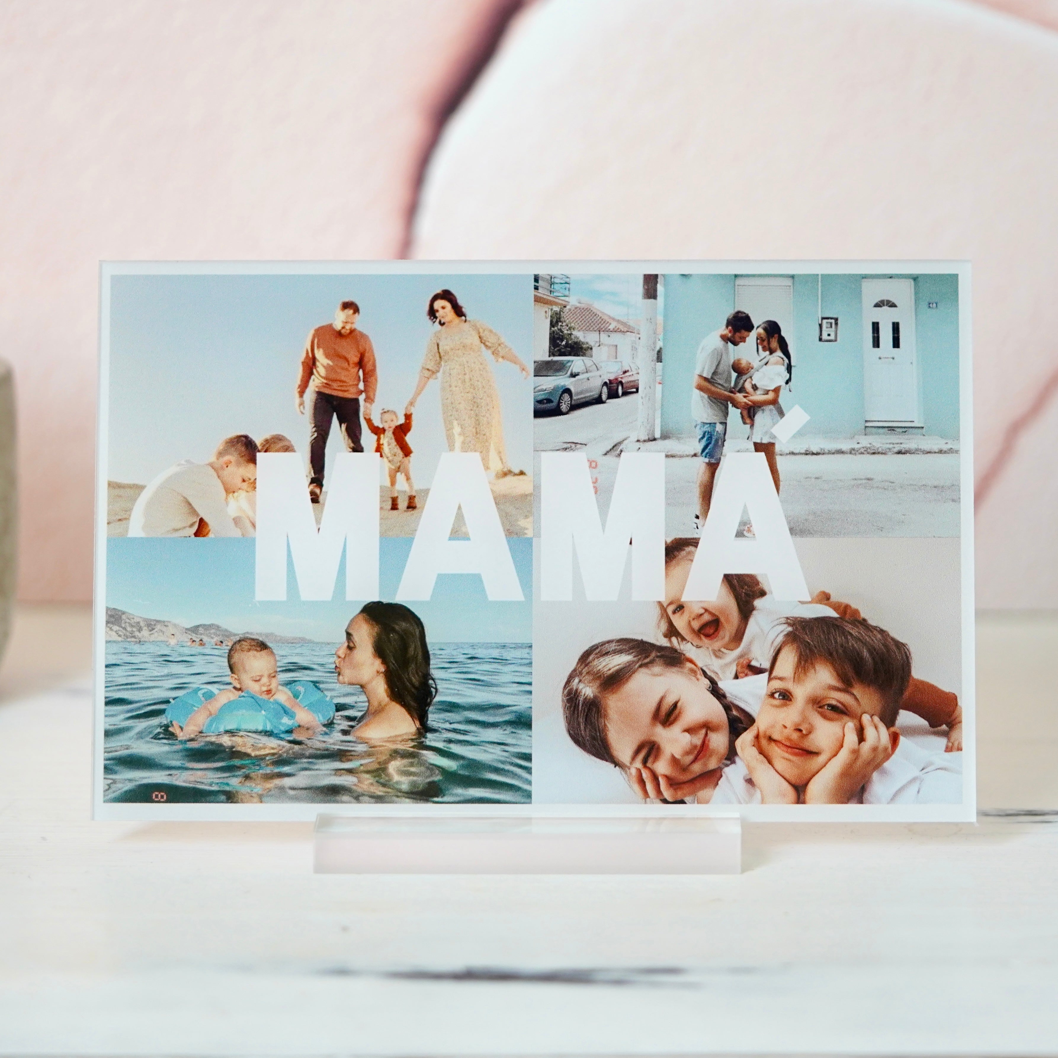 Placa personalizada con 4 fotos para Mamá | idea de regalo | regalo especial y original | día de la madre | Cristal Plaque