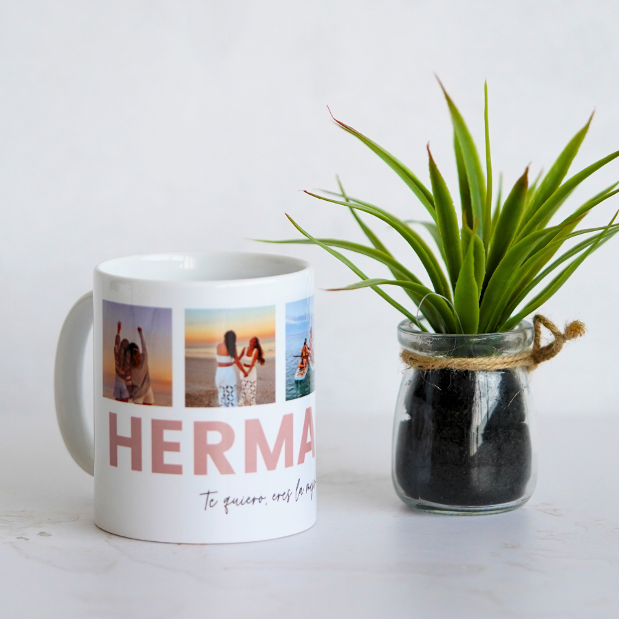 Taza especial para tu hermana con los mejores momentos que habéis pasado