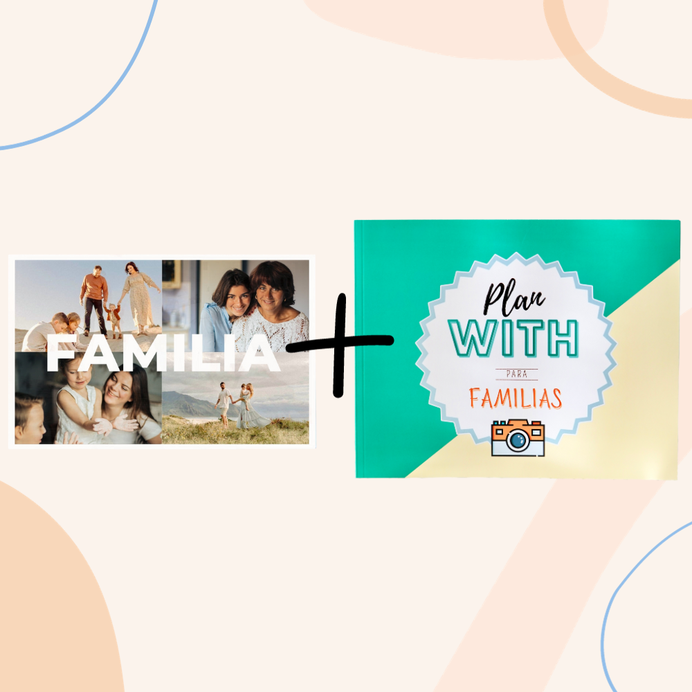 Pacote Placa com palavras personalizáveis ​​com fotos + Plano Com Livro com 50 planos familiares
