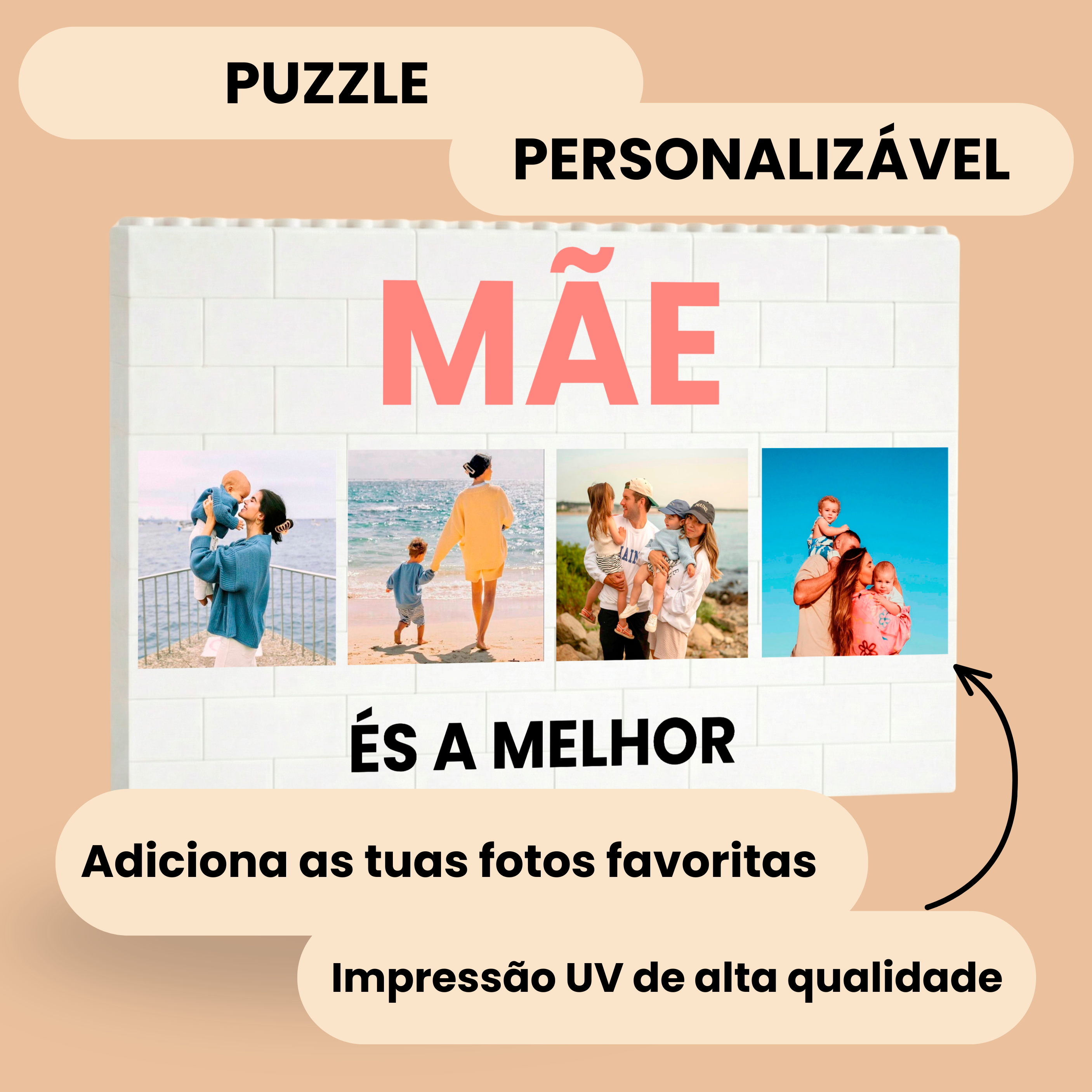 Puzzle da Mãe com 4 fotos e mensagem