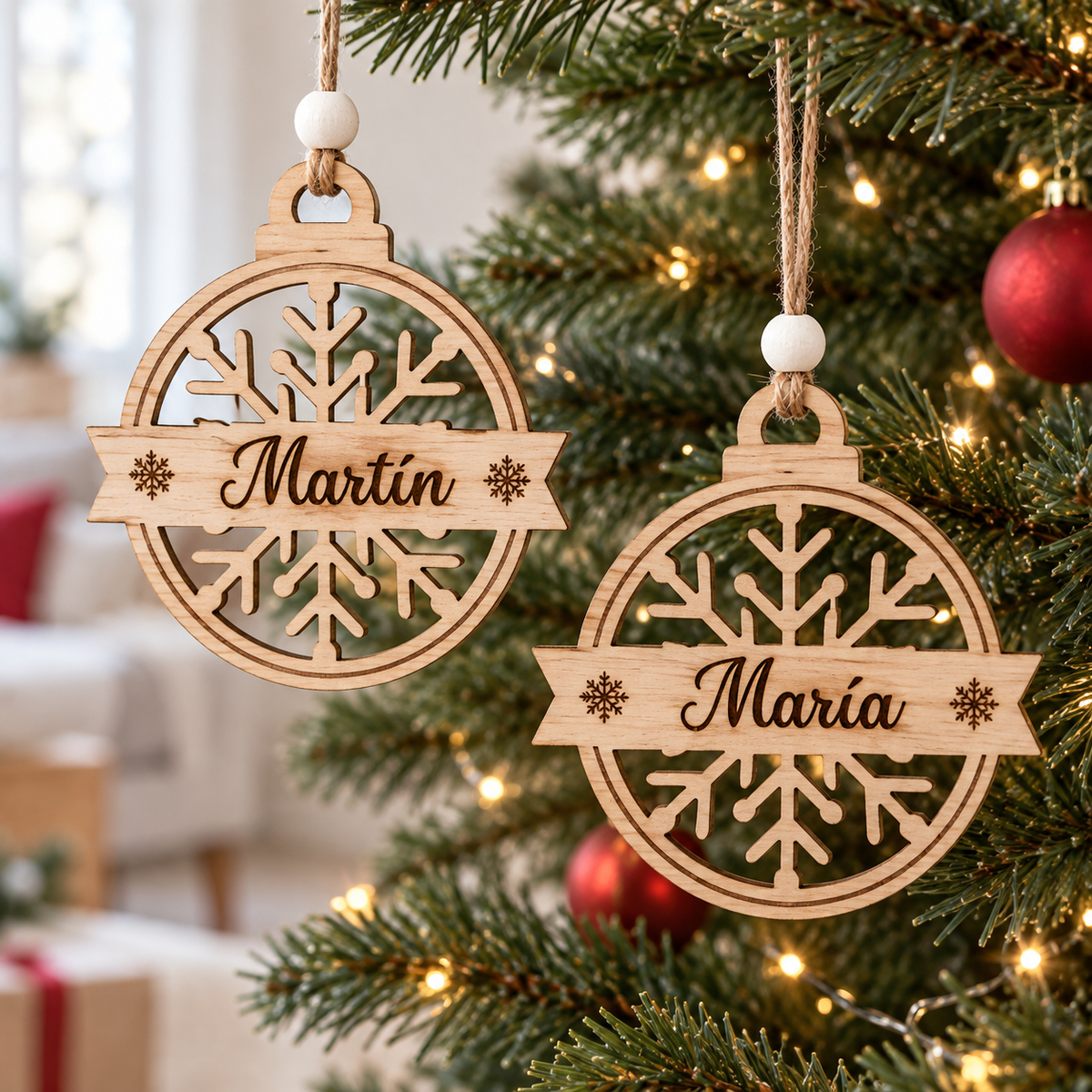 Adorno Navidad personalizado, impreso en madera