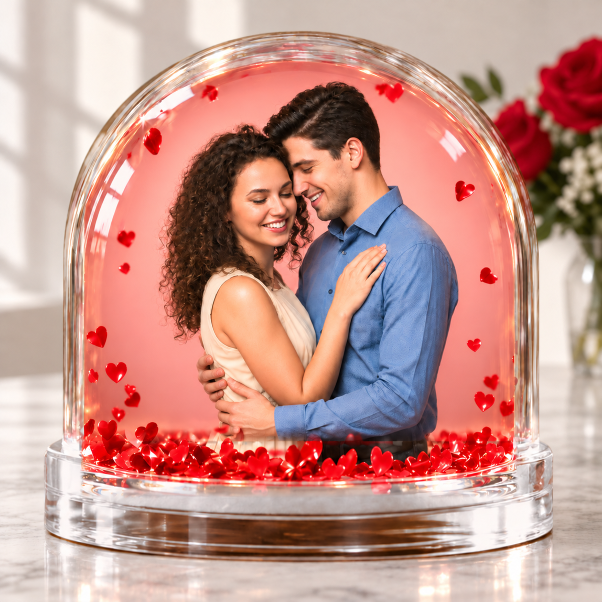 Bola de Água Personalizada com Corações São Valentim