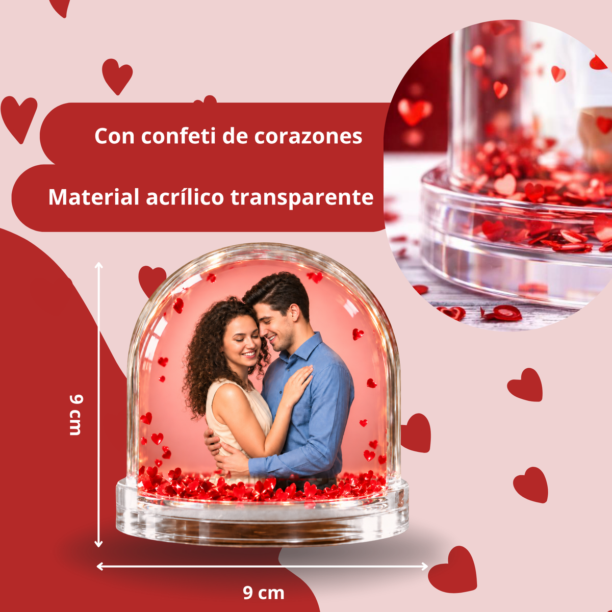Bola de Água Personalizada com Corações São Valentim