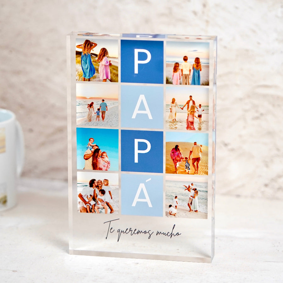 Bloque papá transparente, un regalo original donde puedes personalizar tus fotos y hacer un  regalo único el día del padre