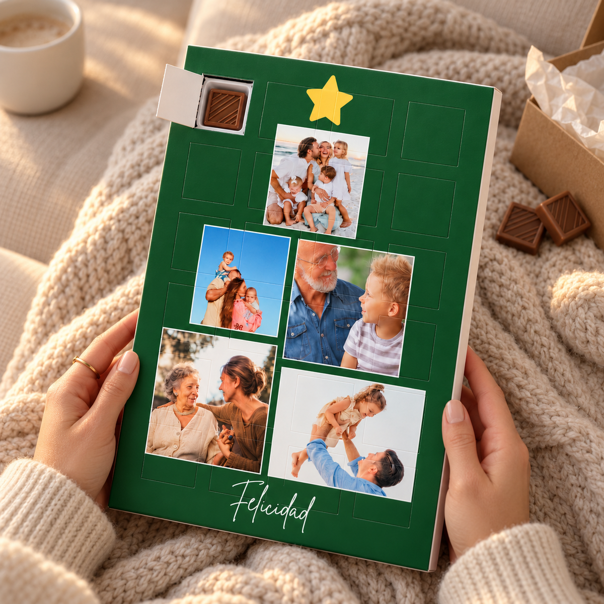 Calendario de Adviento Personalizado con Fotos en Forma de Árbol