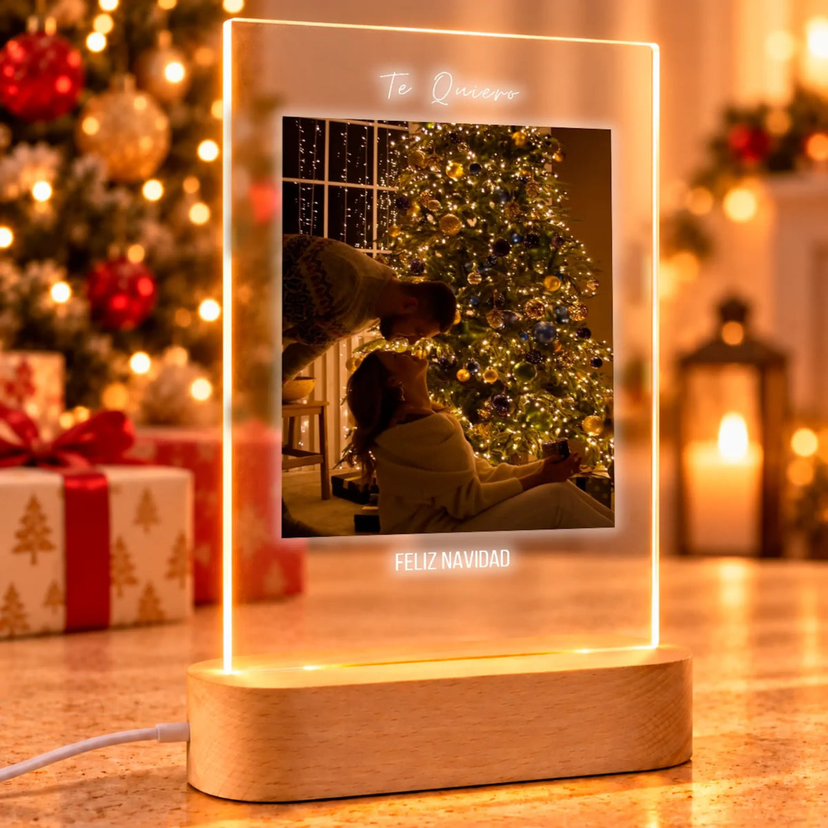 Lámpara Personalizada con Foto y Textos para Navidad