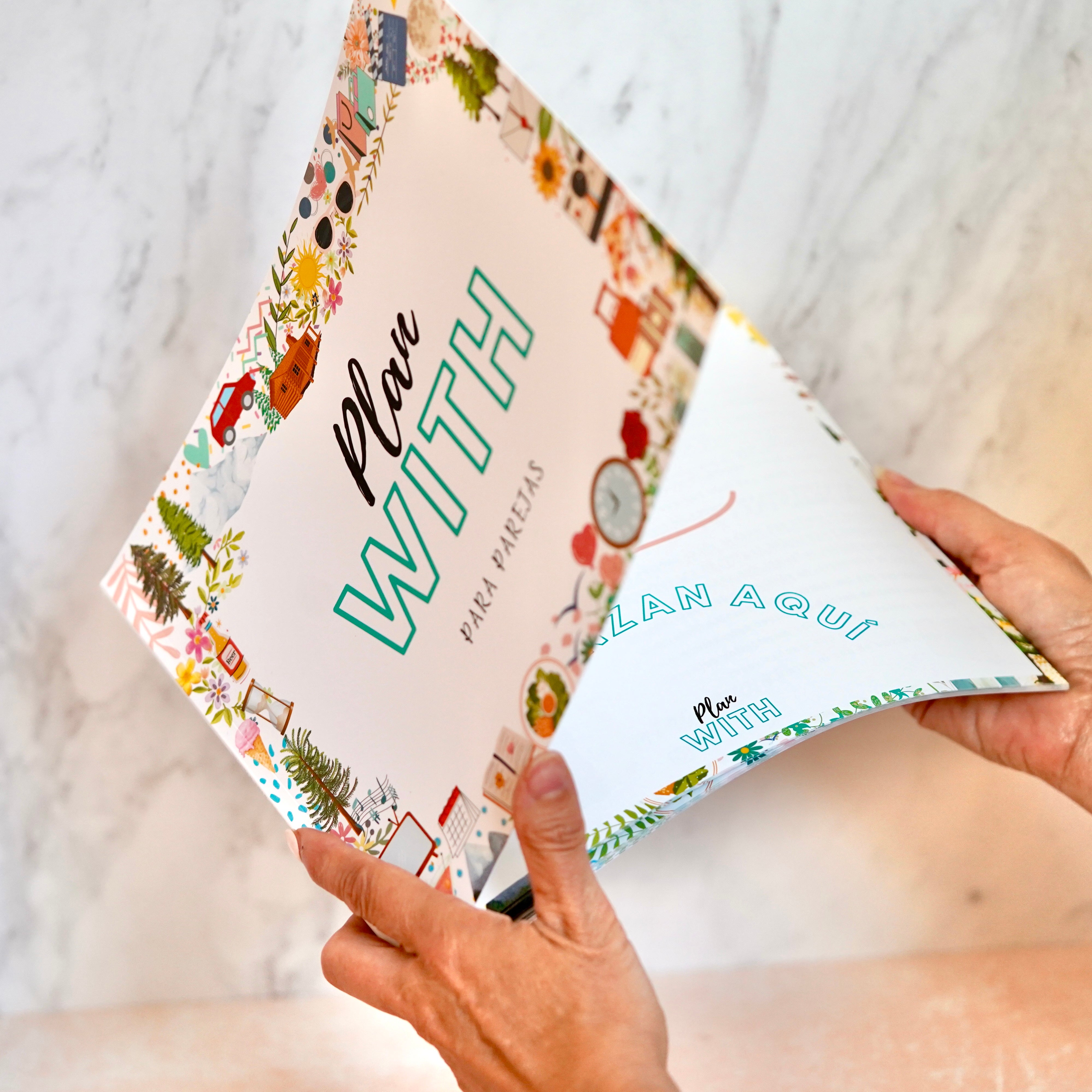Pacote Placa com palavras personalizáveis ​​com fotos + Plano Com Livro com 50 planos de casal