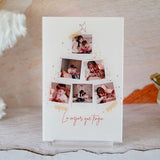 Placa com fotos da árvore de Natal