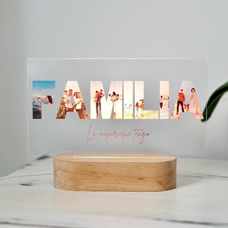 Idea de regalo para la familia, lámpara con fotos personalizada