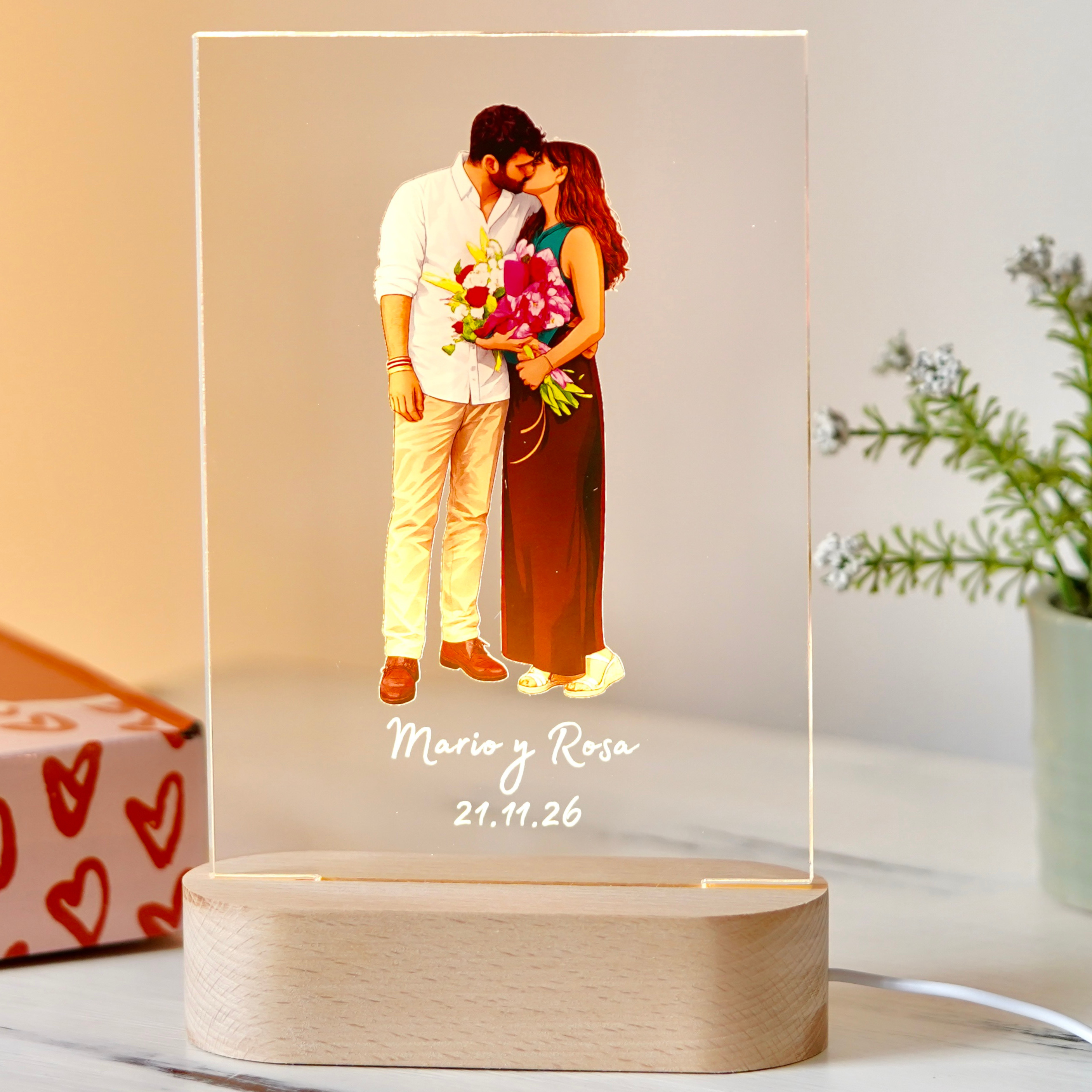 Lámpara Personalizada Ilustración Parejas