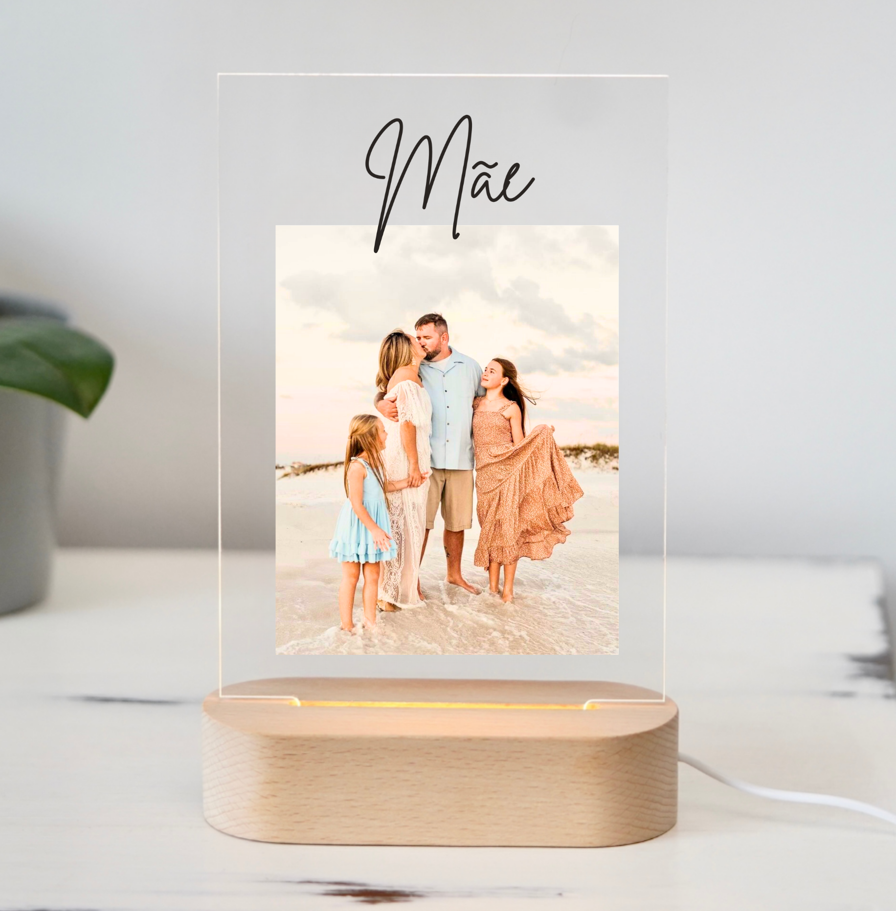 Lâmpada «Mãe» com foto e texto