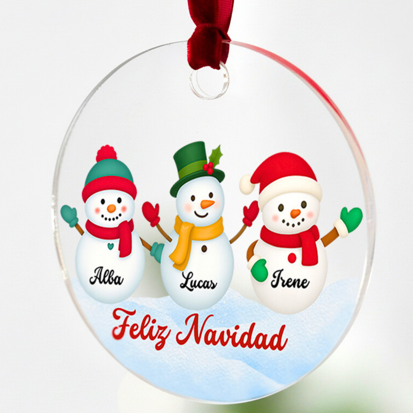 Adorno Navidad personalizado, muñecos de nieve