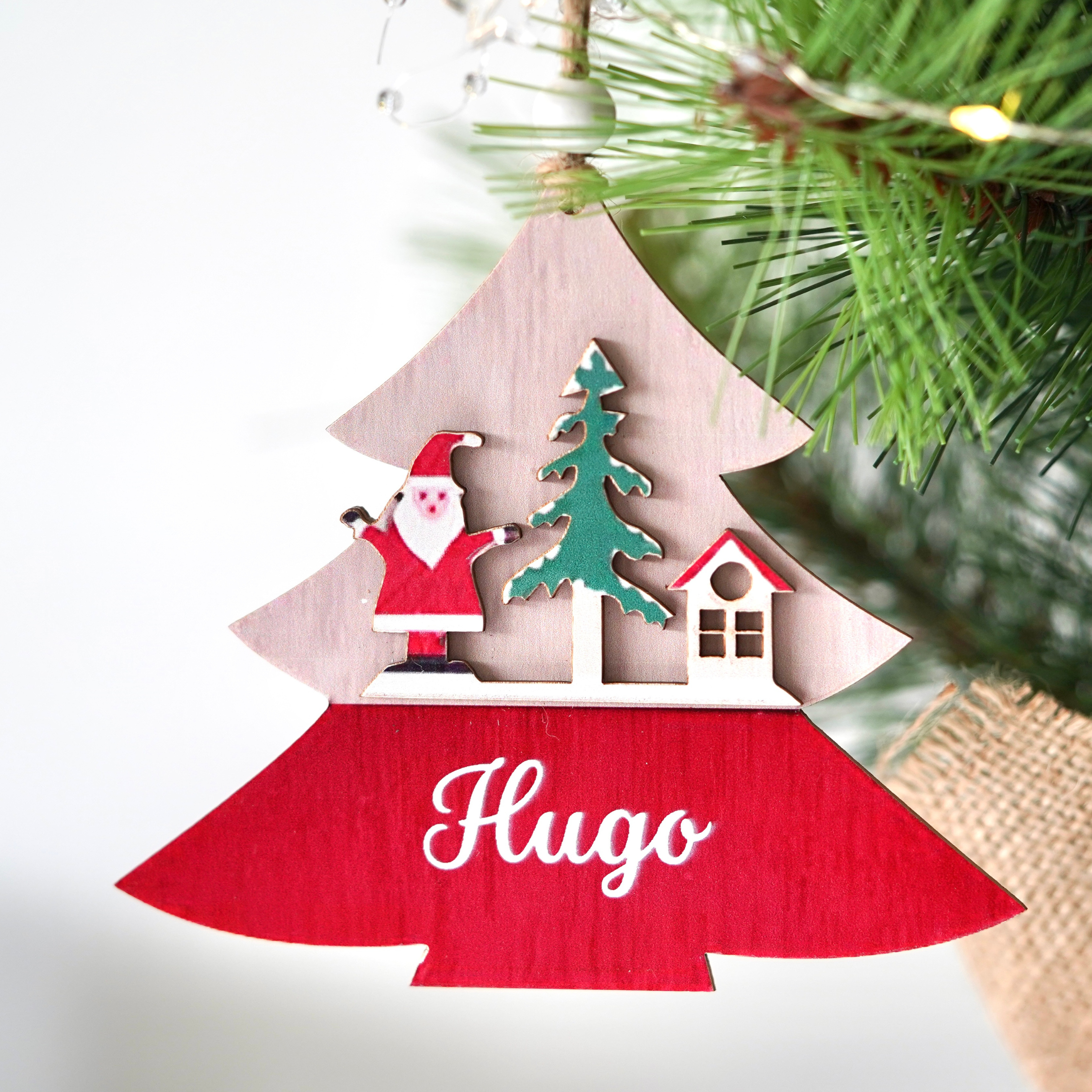 Pack 3 adornos Navidad personalizados en madera