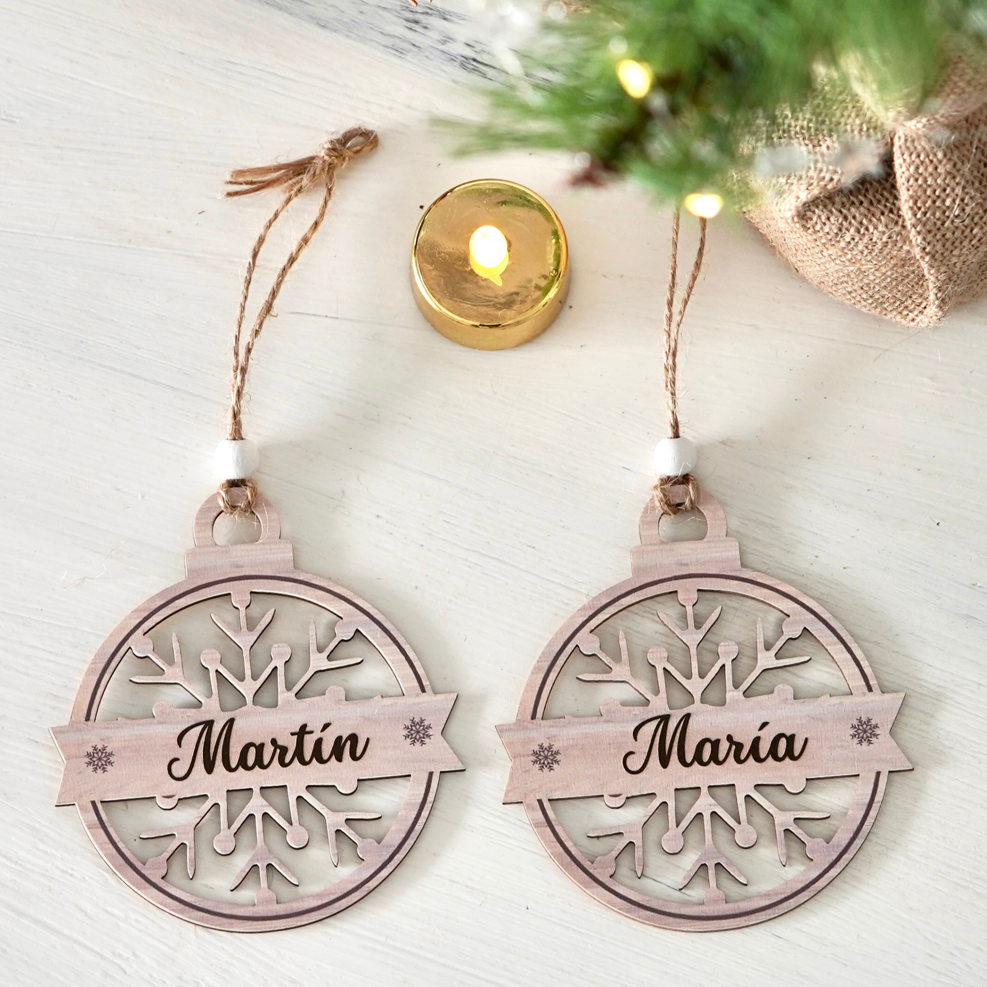Adorno Navidad personalizado, impreso en madera