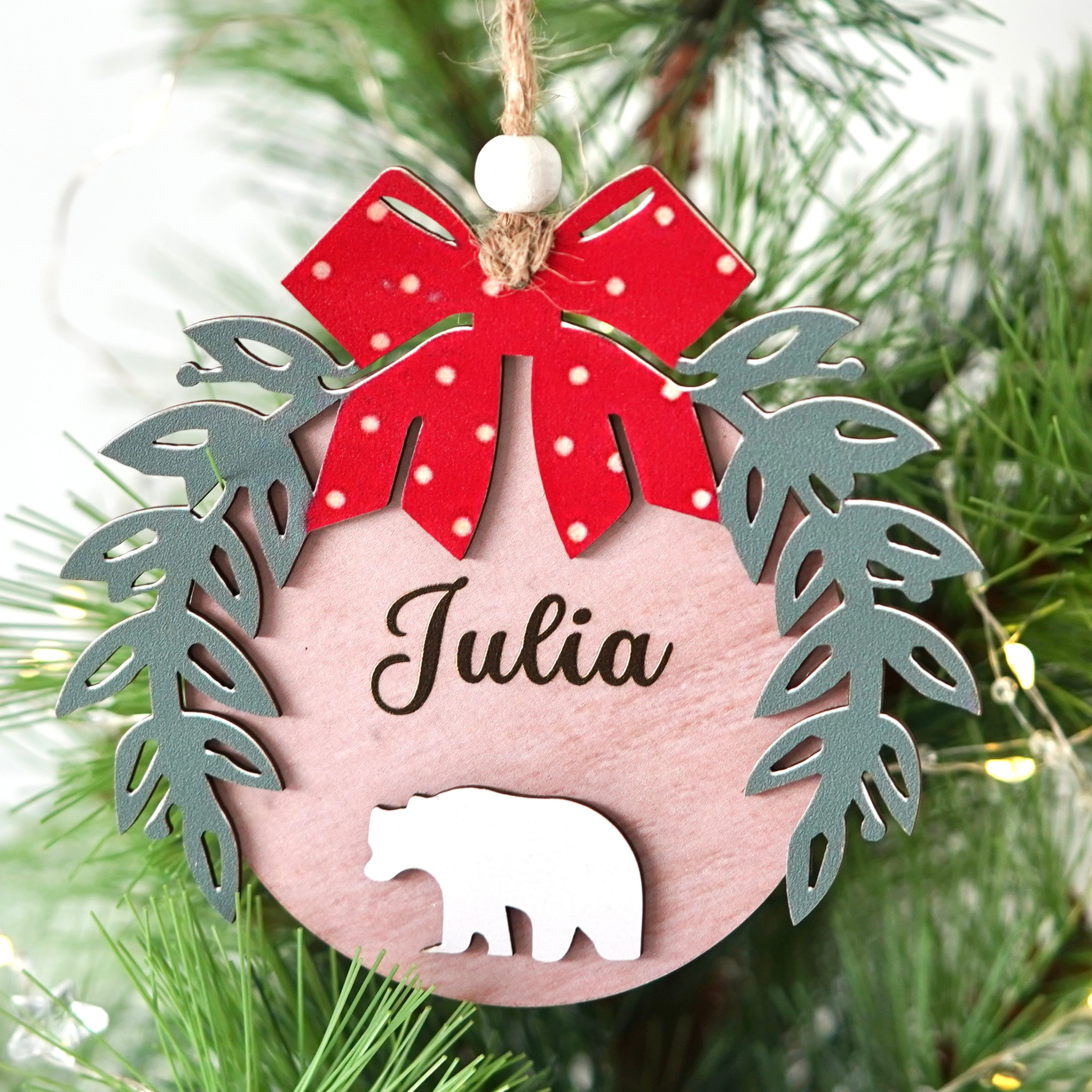 Pack 3 adornos Navidad personalizados en madera