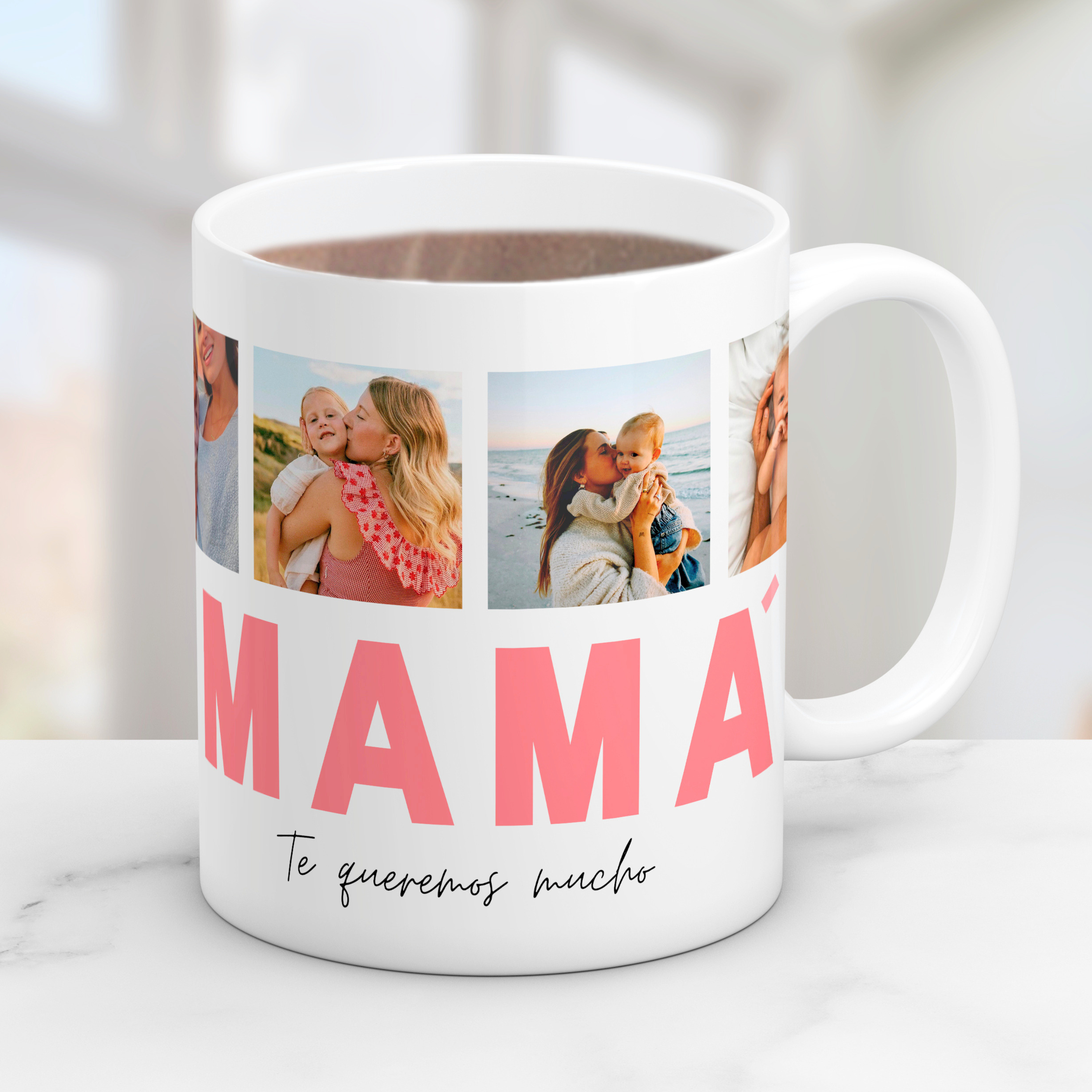 Taza Mamá abajo y 4 Fotos arriba