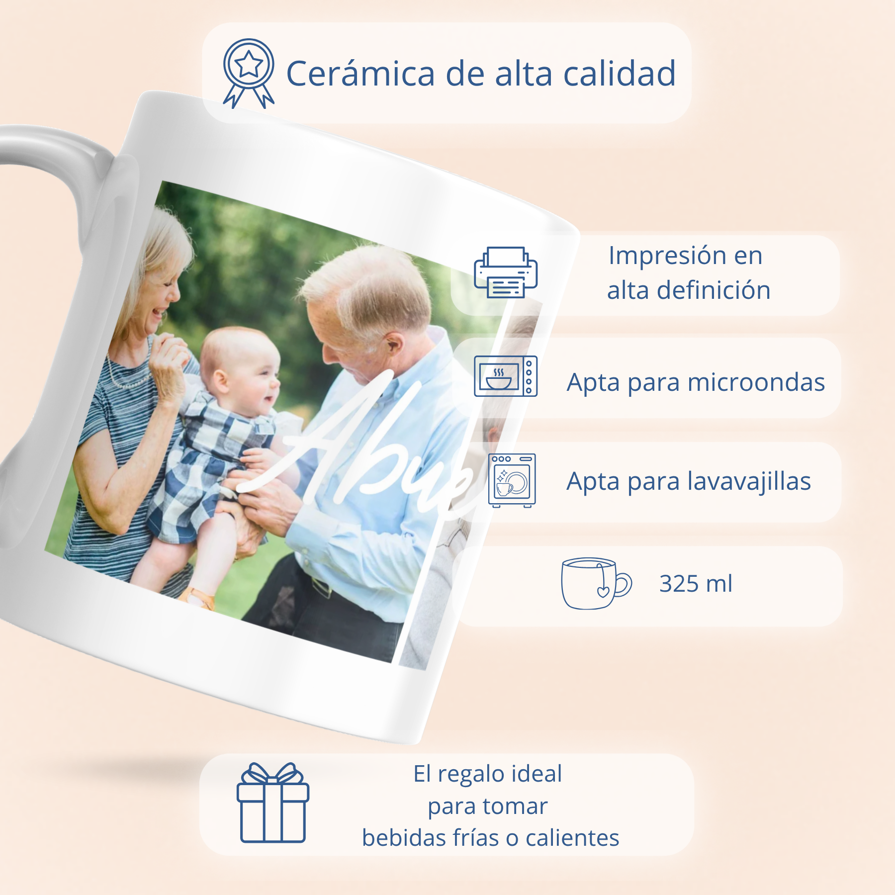 Taza ABUELO con dos Fotos