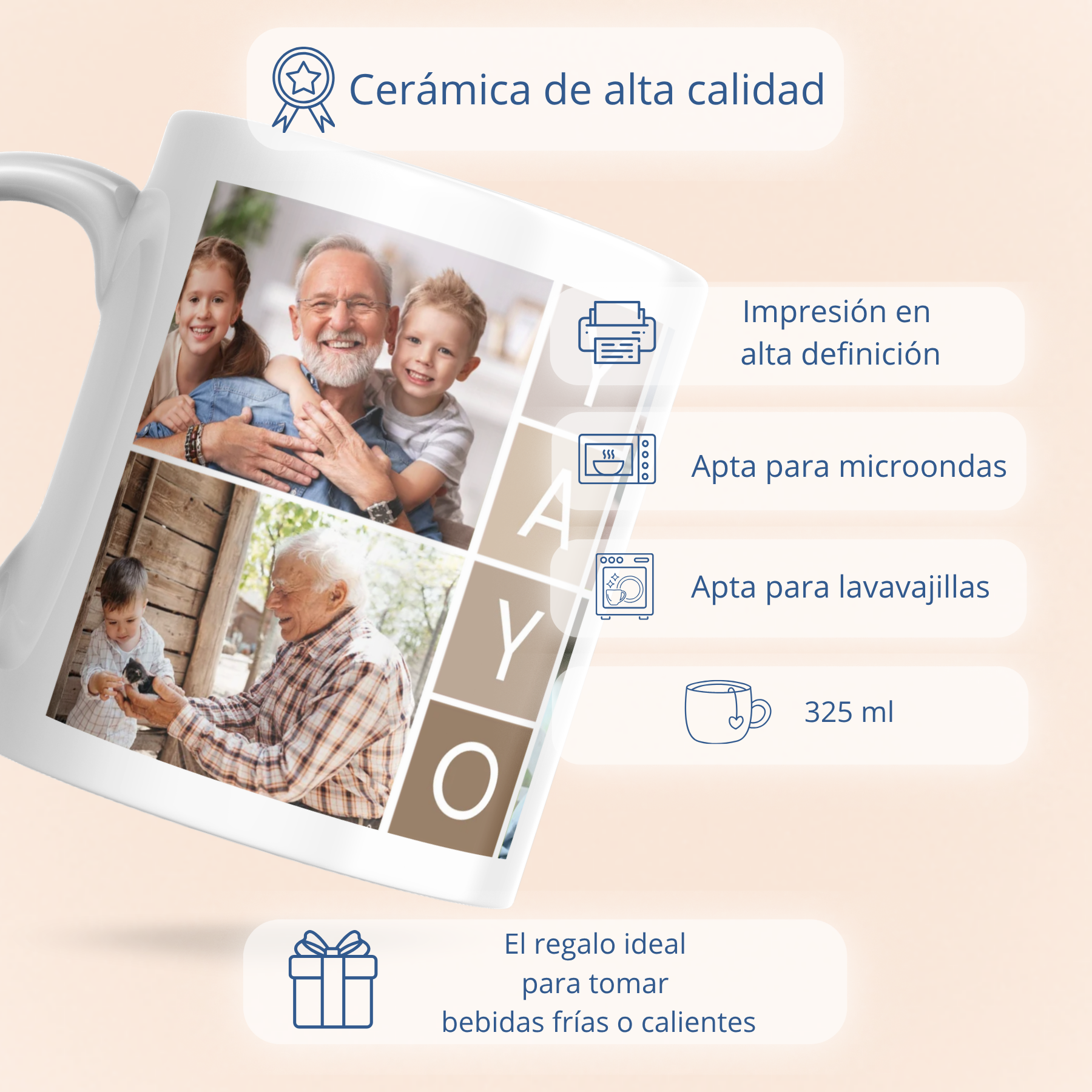 Taza Personalizada Yayo con 4 Fotos