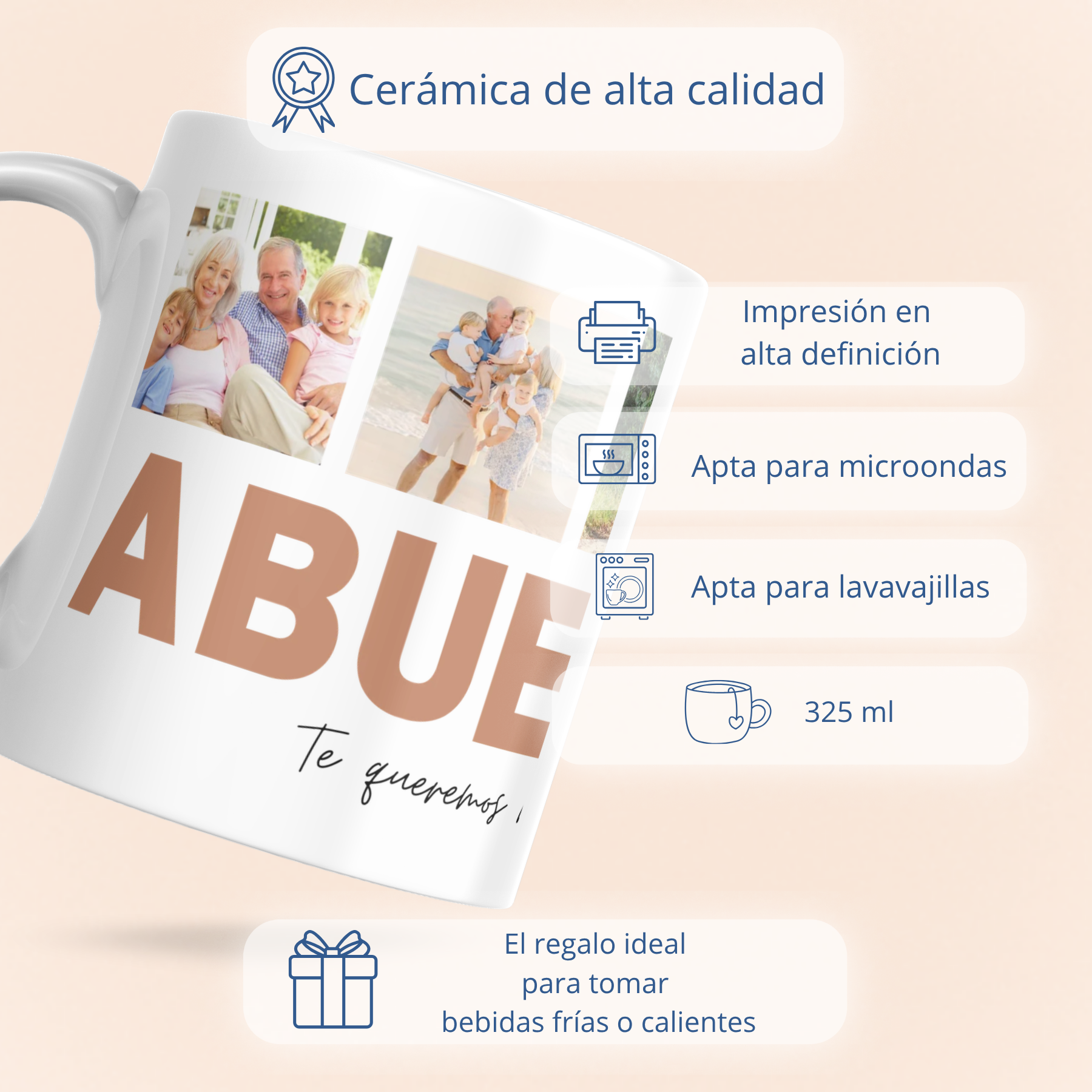 Taza ABUELOS con 4 Fotos