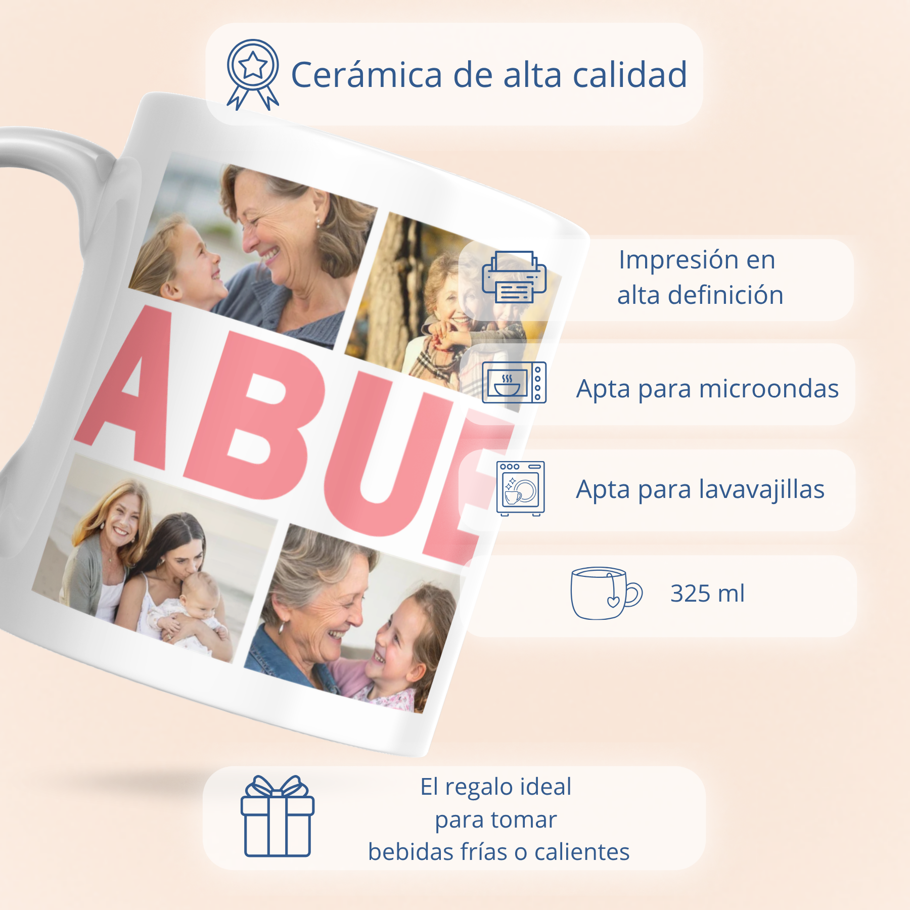 Taza Collage ABUELA con 6 Fotos