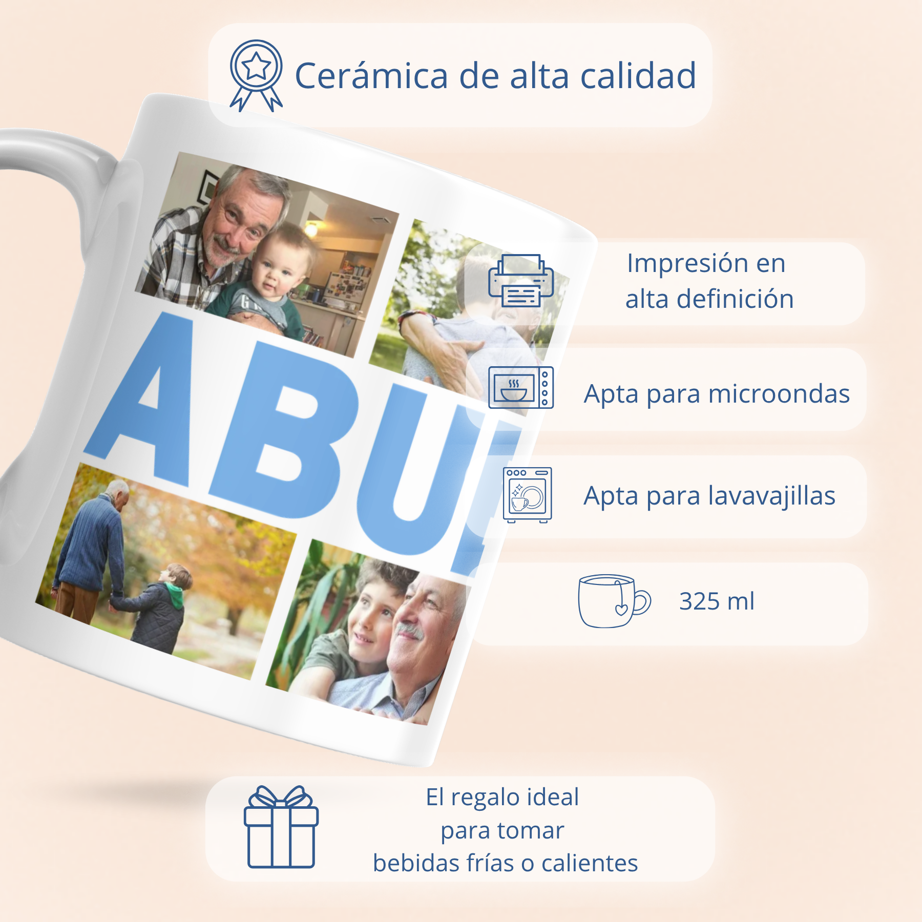 Taza Collage ABUELO con 6 Fotos