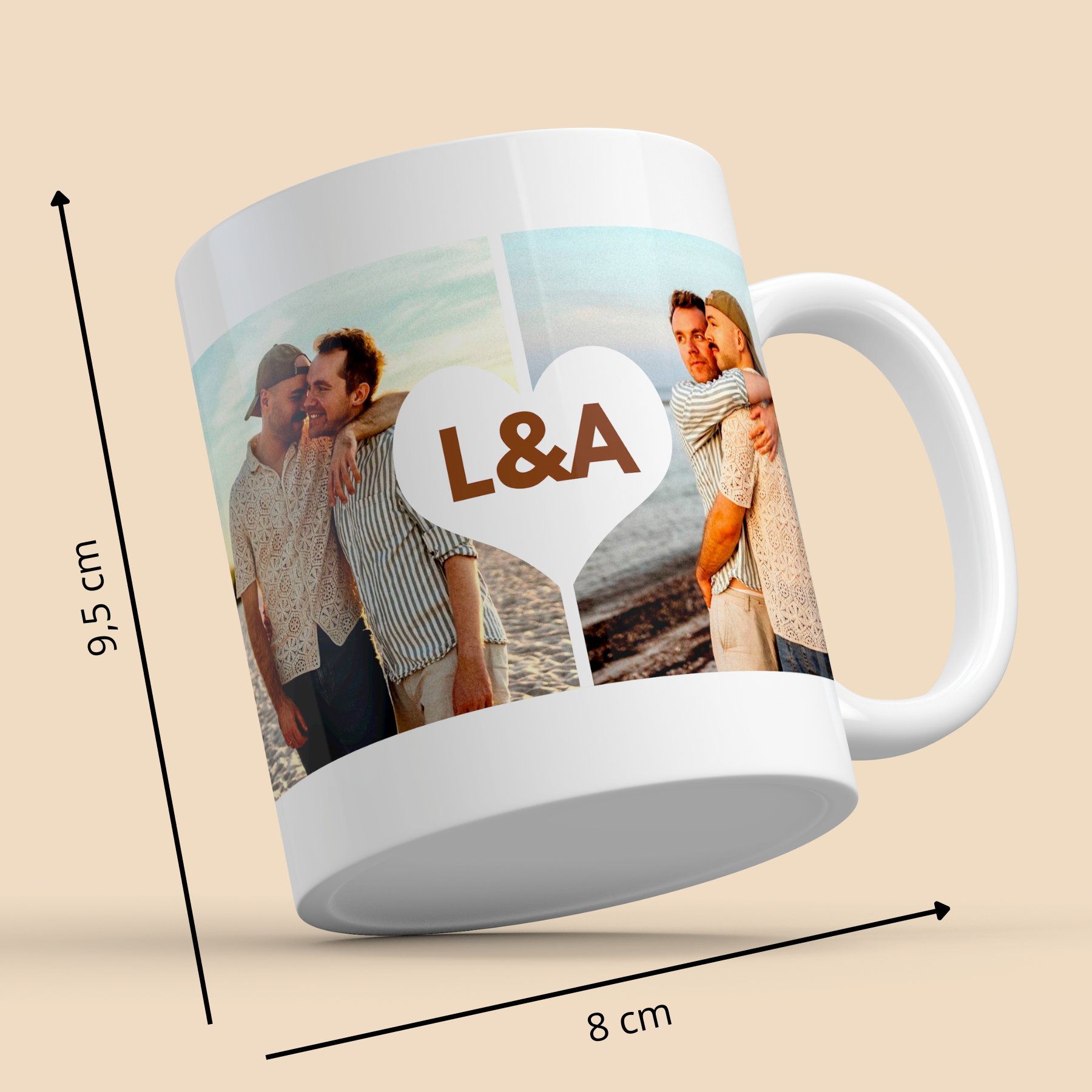 Taza corazón y dos fotos Orgullo