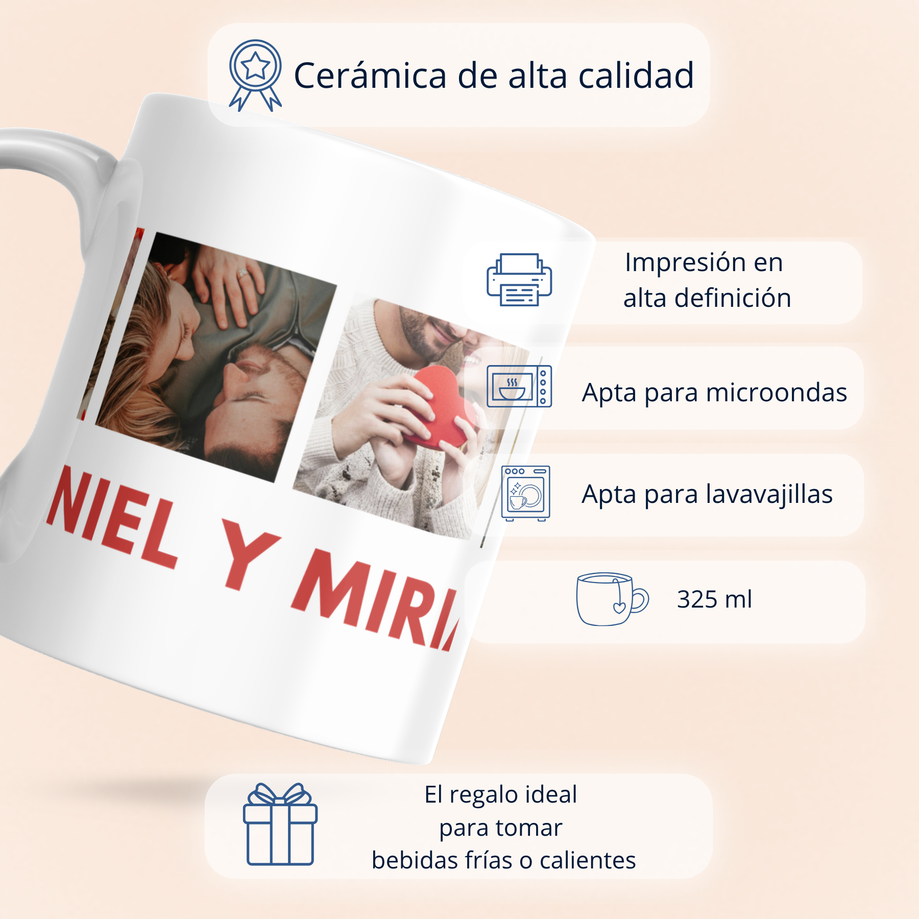 Taza Parejas 4 fotos y texto