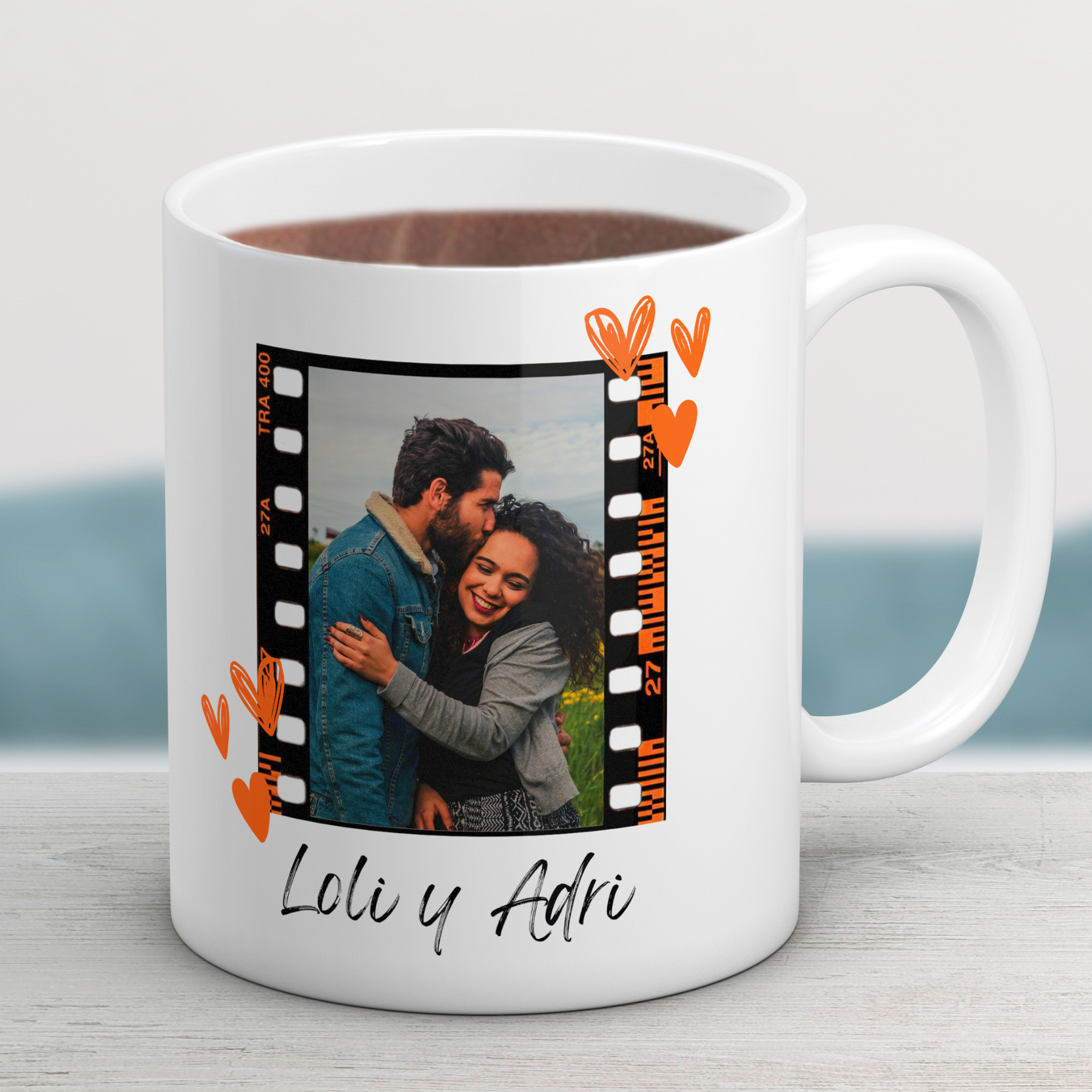 Taza con foto y texto