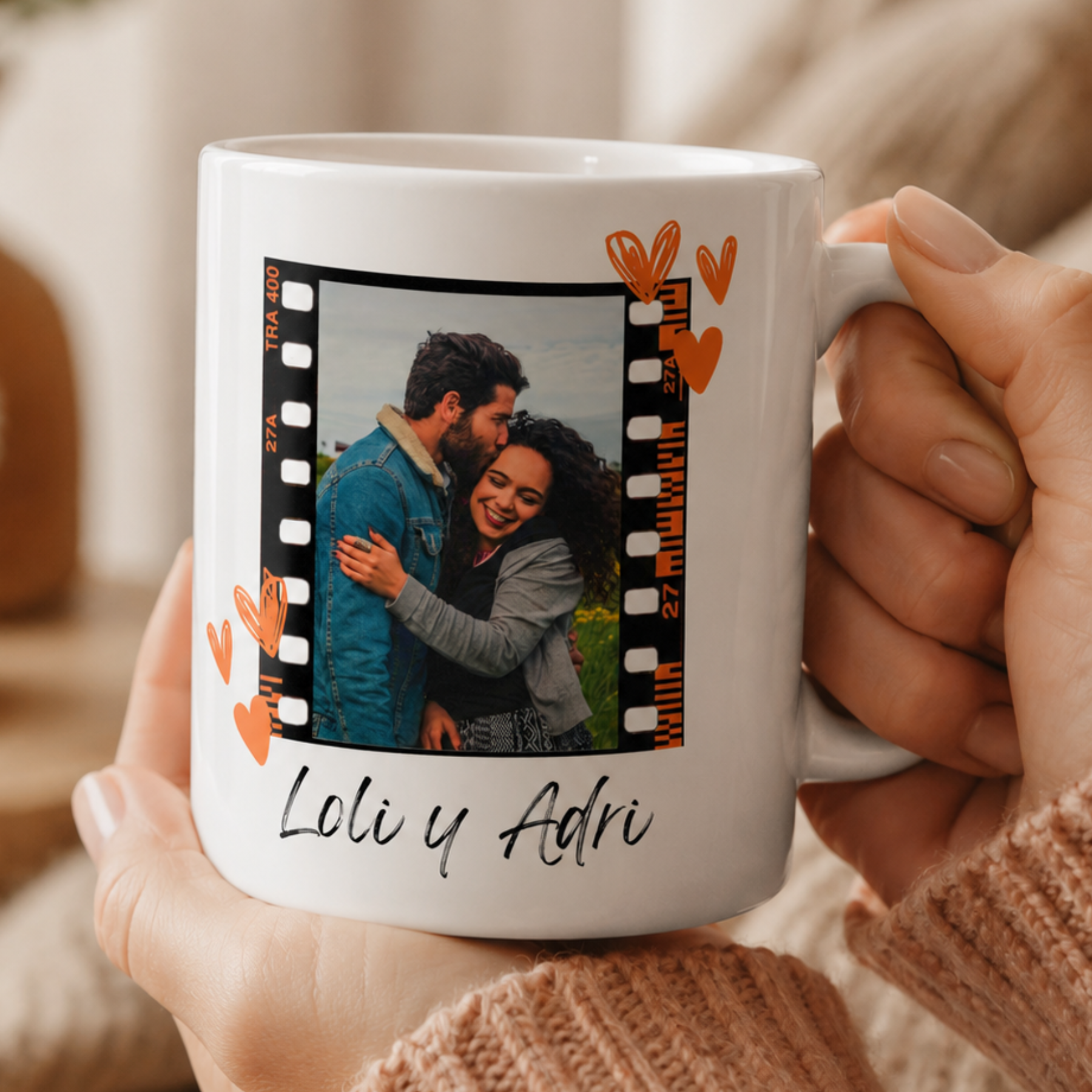 Taza con foto y texto