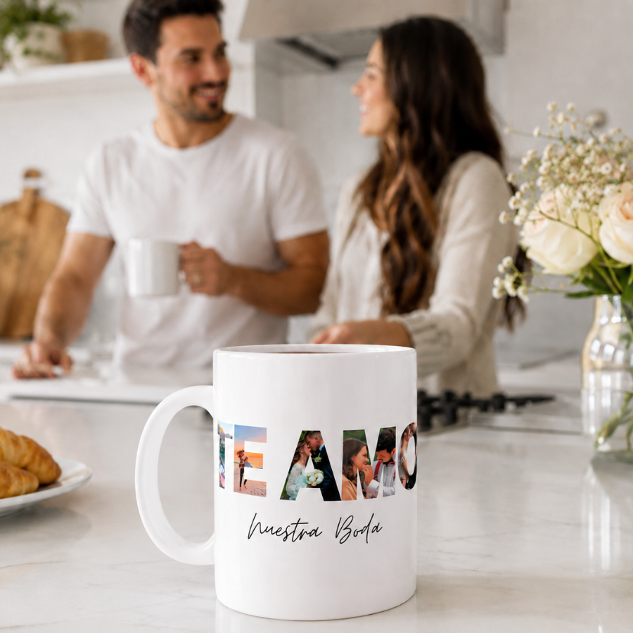 Frase de caneca "EU TE AMO" com fotos