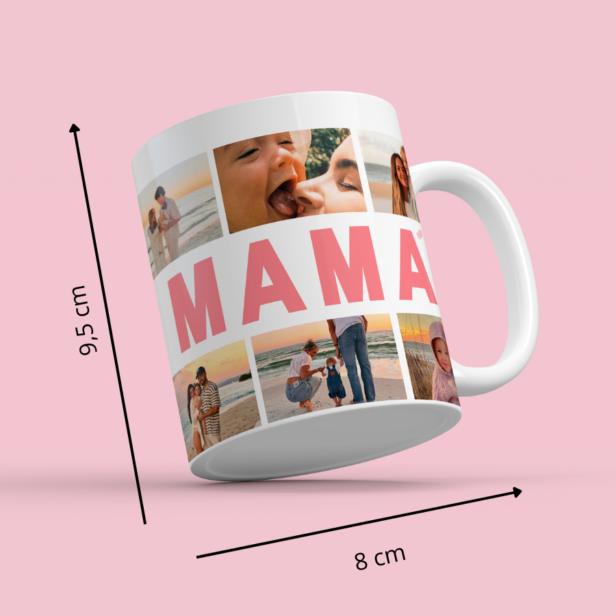 Taza "MAMÁ" collage con 6 fotos