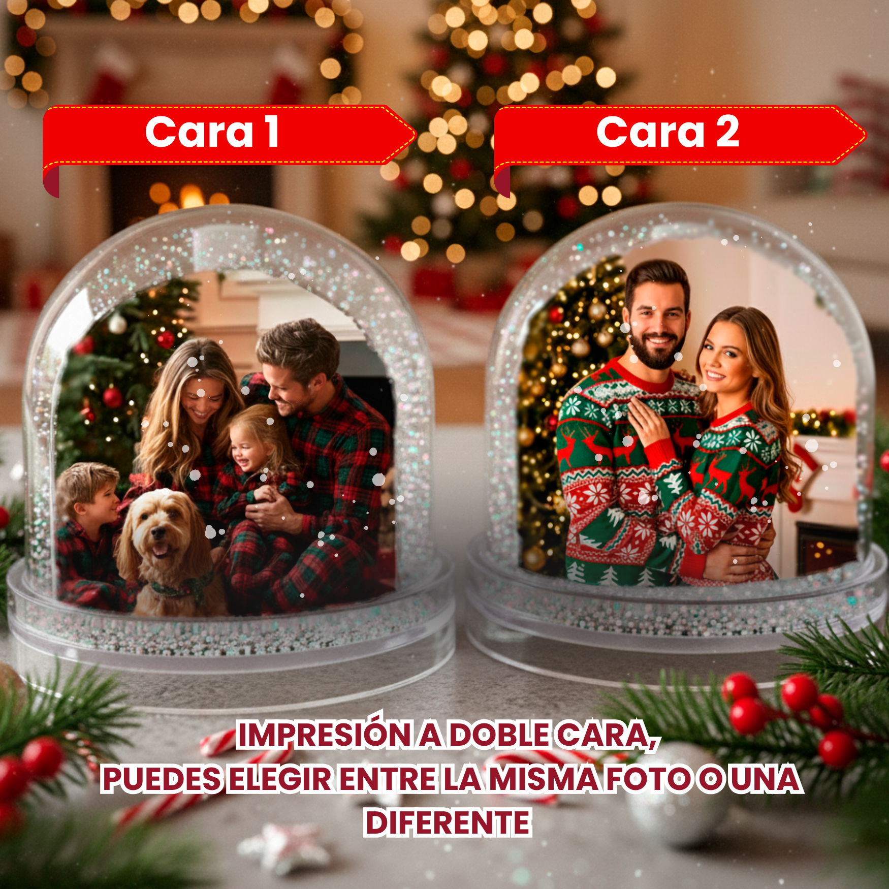 Adorno Navidad personalizado, bola de Nieve