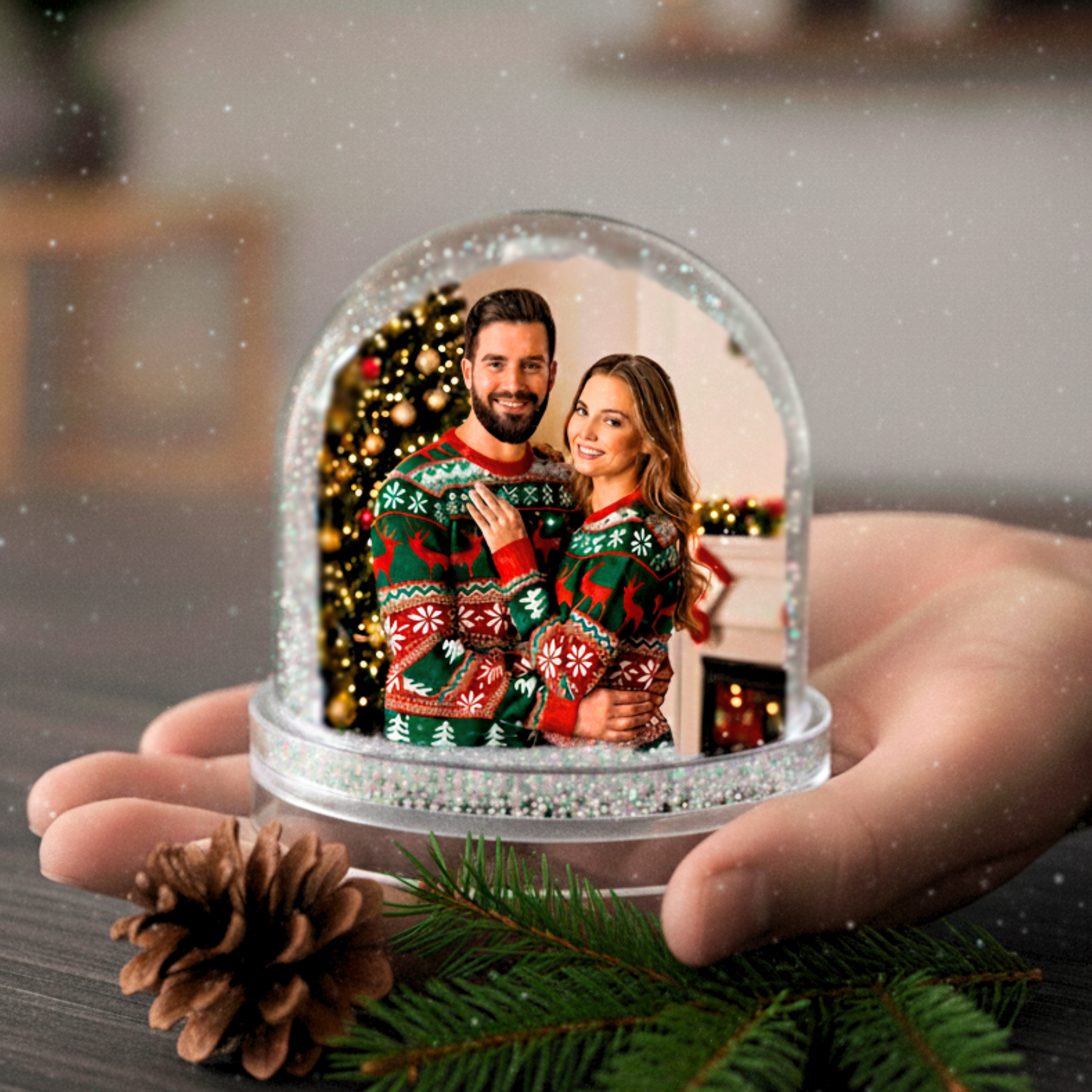 Adorno Navidad personalizado, bola de Nieve