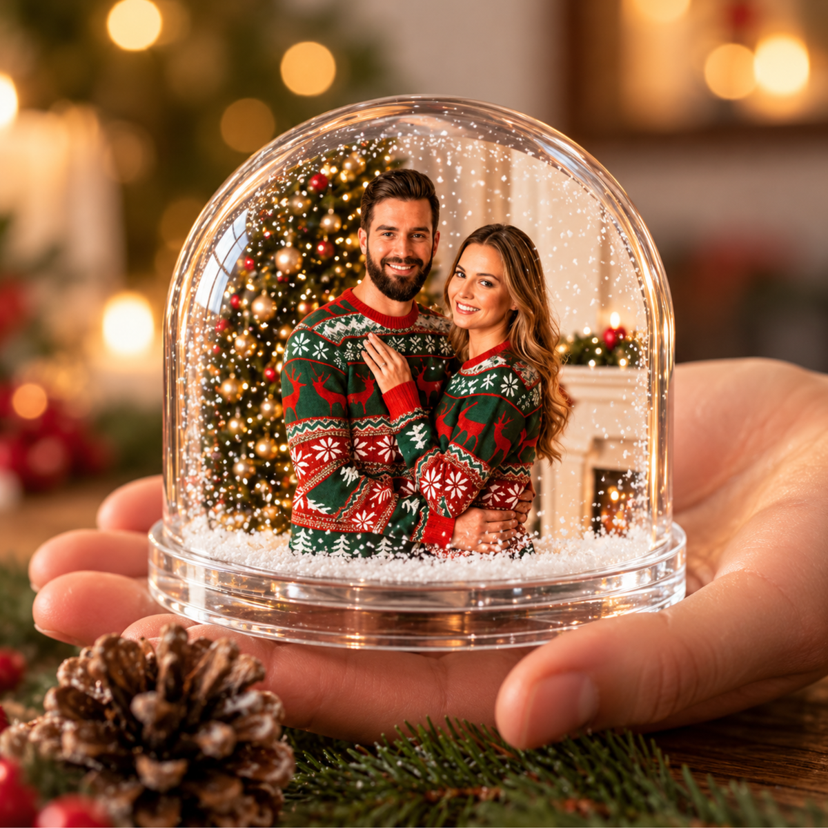 Adorno Navidad personalizado, bola de Nieve