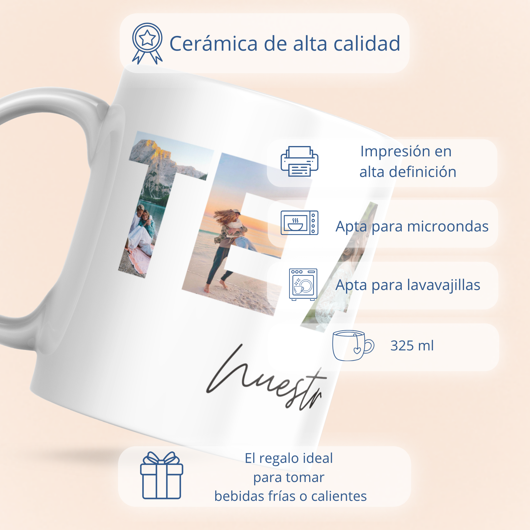 Frase de caneca "EU TE AMO" com fotos