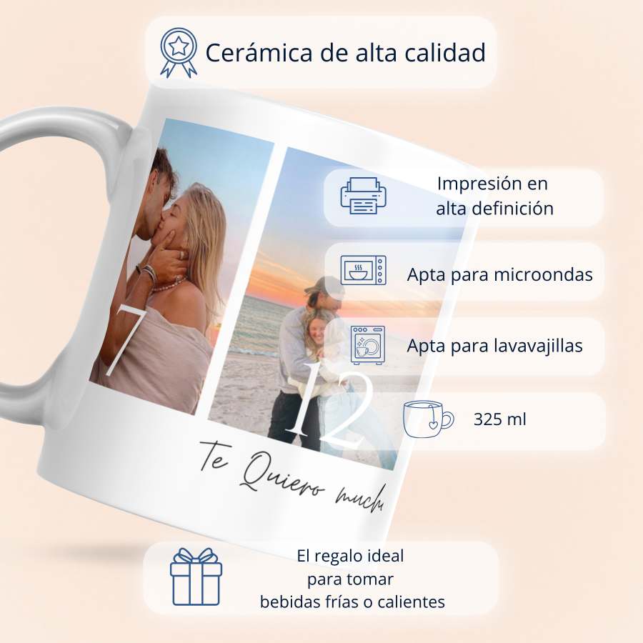 Taza Aniversario Parejas 3 fotos y fecha
